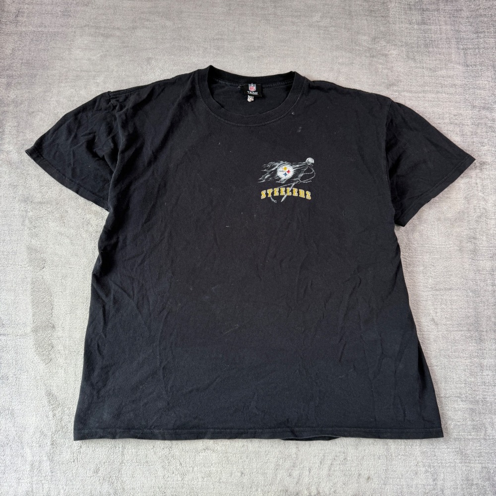 Pittsburgh Steelers Shirt Mens XL Black Y2K Cartoon Double Sided NFL Football